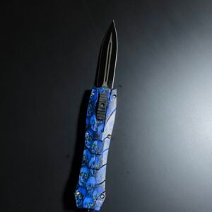 Dark Blue Skull Automatic Knife | OTF